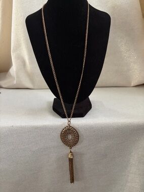 Gold-Tone Pendant Tassel Necklace - Women Jewelry